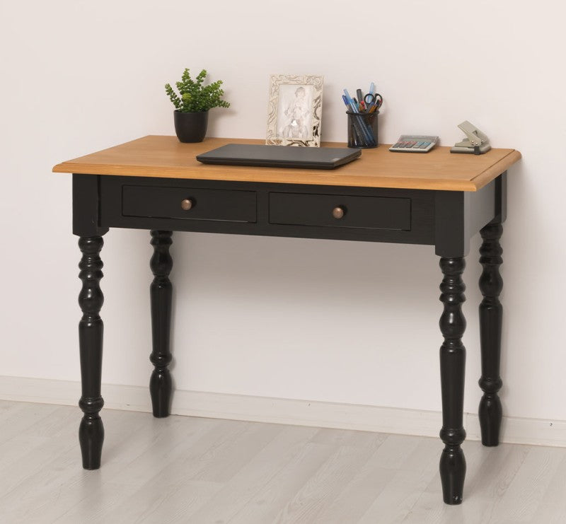 Schreibtisch mit gedrechselten Beinen und 2 Schubladen 109x79x60 cm Kiefernholz massiv