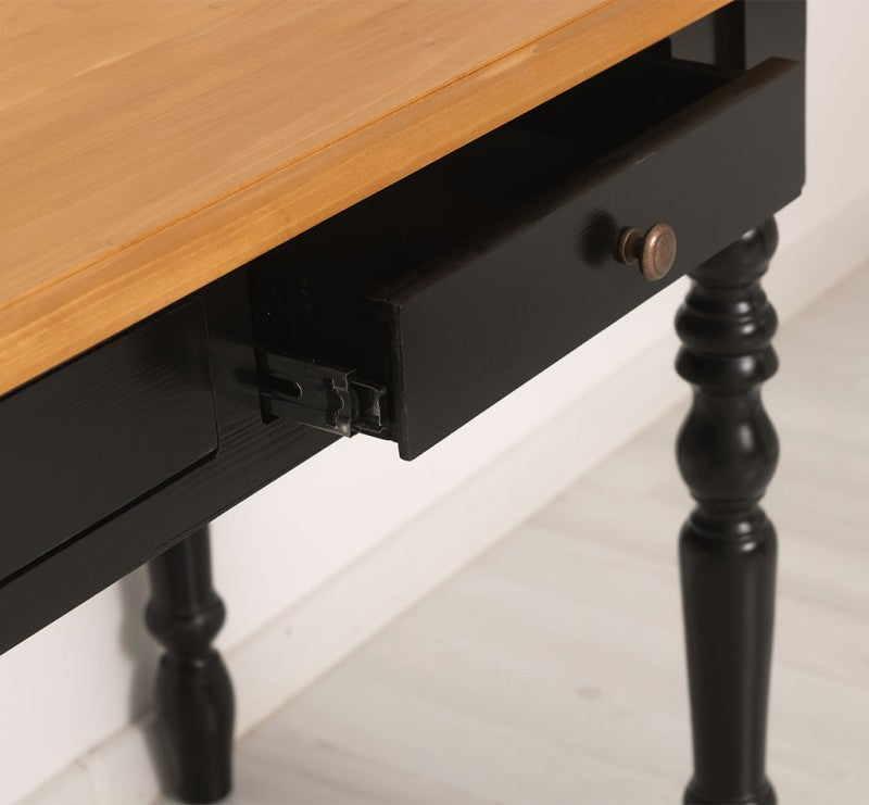 Schreibtisch mit gedrechselten Beinen und 2 Schubladen 109x79x60 cm Kiefernholz massiv