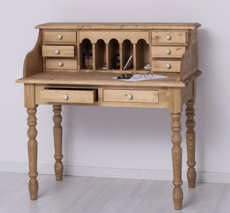 Schreibtisch Sekretär 109x110x60 cm Natur Kiefernholz massiv