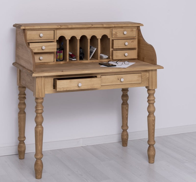 Schreibtisch Sekretär 109x110x60 cm Natur Kiefernholz massiv