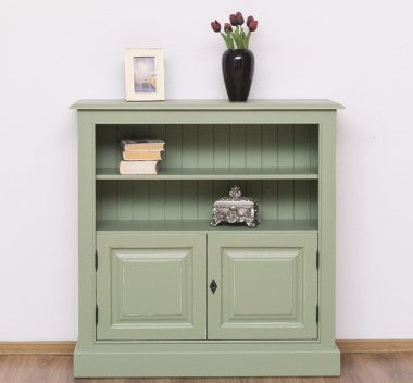 Landhaus Bücherregal Salbei Grün Kiefernholz Massiv 102x102x35 cm