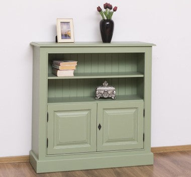 Landhaus Bücherregal Salbei Grün Kiefernholz Massiv 102x102x35 cm