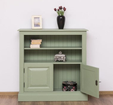 Landhaus Bücherregal Salbei Grün Kiefernholz Massiv 102x102x35 cm