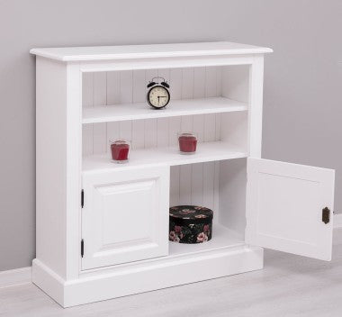 Landhaus Bücherregal Weiß Kiefernholz Massiv 102x102x35 cm