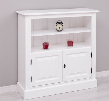 Landhaus Bücherregal Weiß Kiefernholz Massiv 102x102x35 cm