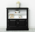 Landhaus Bücherregal Schwarz Kiefernholz Massiv 102x102x35 cm