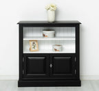 Landhaus Bücherregal Schwarz Kiefernholz Massiv 102x102x35 cm