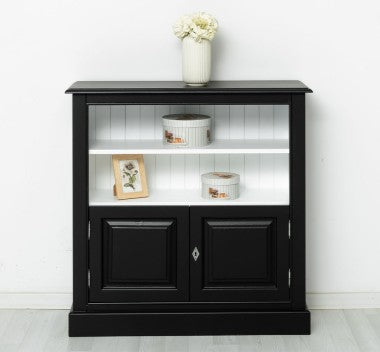 Landhaus Bücherregal Schwarz Kiefernholz Massiv 102x102x35 cm