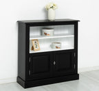 Landhaus Bücherregal Schwarz Kiefernholz Massiv 102x102x35 cm