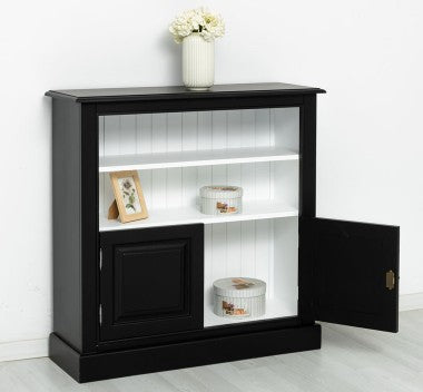 Landhaus Bücherregal Schwarz Kiefernholz Massiv 102x102x35 cm