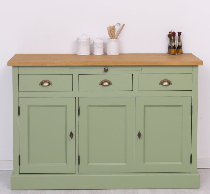 Sideboard Hellgrün Landhausmöbel Kiefernholz Massiv 134x90x50 cm