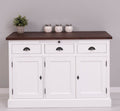 Sideboard Weiß Und Dunkelbraun Landhausmöbel Kiefernholz Massiv 134x90x50 cm