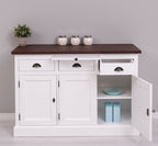 Sideboard Weiß Und Dunkelbraun Landhausmöbel Kiefernholz Massiv 134x90x50 cm
