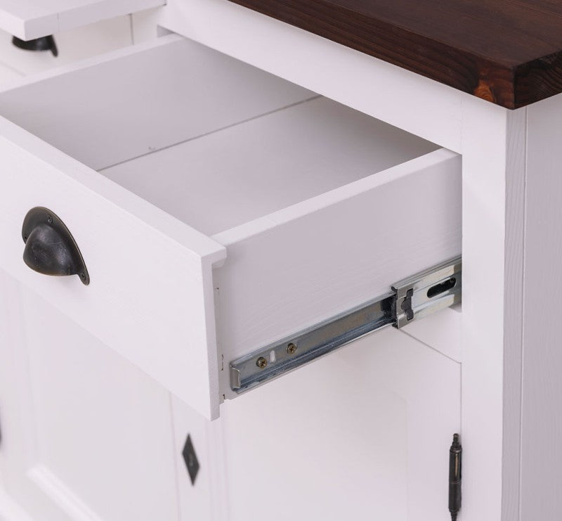 Sideboard Weiß Und Dunkelbraun Landhausmöbel Kiefernholz Massiv 134x90x50 cm