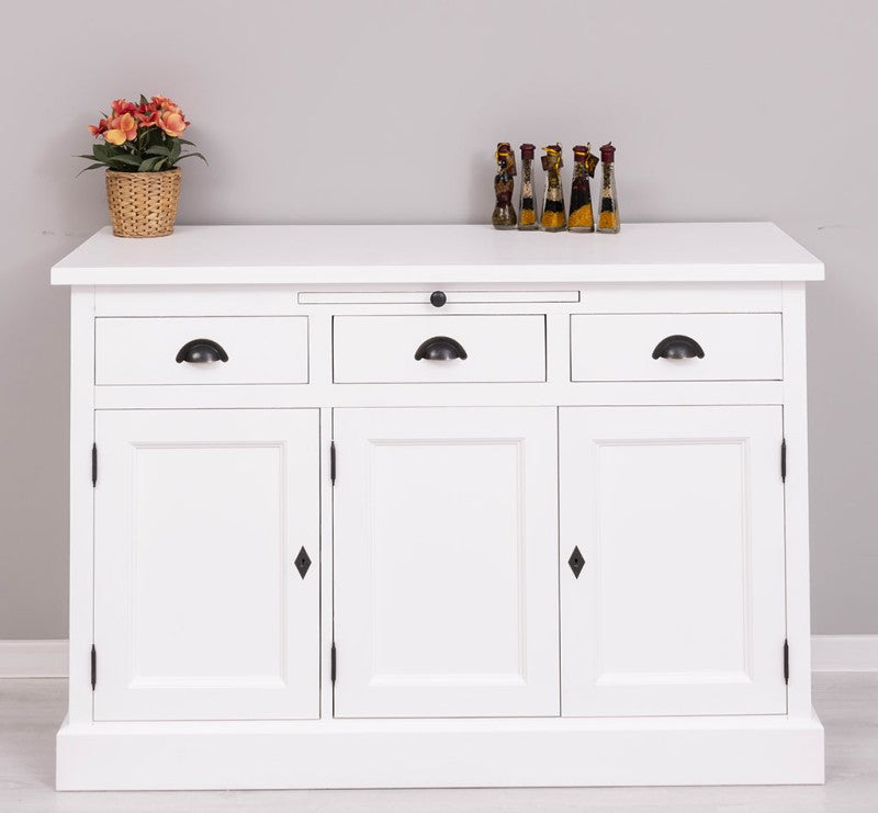 Sideboard Weiß Landhausmöbel Kiefernholz Massiv 134x90x50 cm