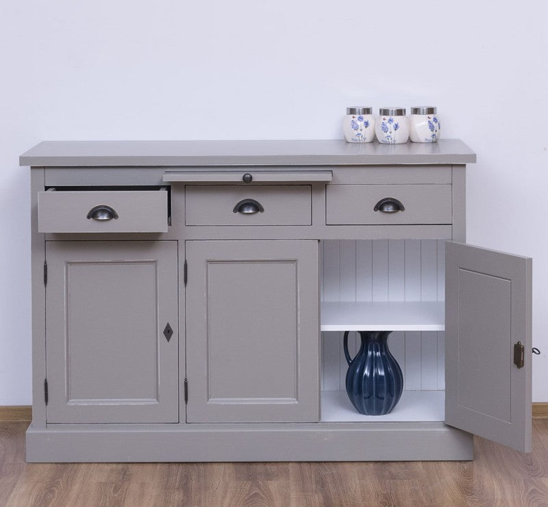 Sideboard Grau Landhausmöbel Kiefernholz Massiv 134x90x50 cm