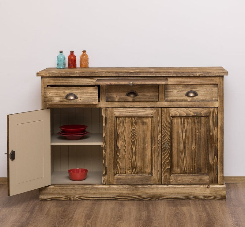 Sideboard Natur Landhausmöbel Kiefernholz Massiv 134x90x50 cm