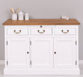 Sideboard Weiß und Natur Landhausmöbel Kiefernholz Massiv 134x90x50 cm
