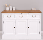 Sideboard Weiß und Natur Landhausmöbel Kiefernholz Massiv 134x90x50 cm