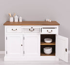 Sideboard Weiß und Natur Landhausmöbel Kiefernholz Massiv 134x90x50 cm