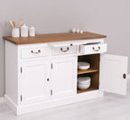Sideboard Weiß und Natur Landhausmöbel Kiefernholz Massiv 134x90x50 cm