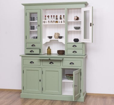 Landhaus Büffet Salbei Grün 138x197x50 cm Kiefernholz massiv