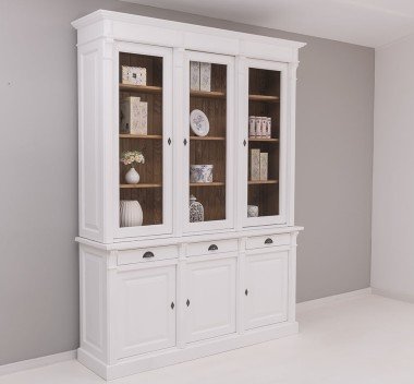 Landhaus Büffetschrank Weiß 183x240x51 cm Kiefernholz massiv