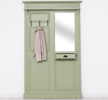 Landhaus Garderobe Salbei Grün 132x210x19 cm Kiefernholz massiv