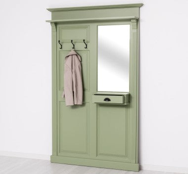 Landhaus Garderobe Salbei Grün 132x210x19 cm Kiefernholz massiv