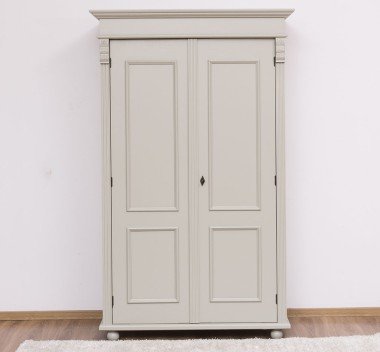 Landhausstil Kleiderschrank Hellgrau 110x180x58 cm Kiefernholz massiv
