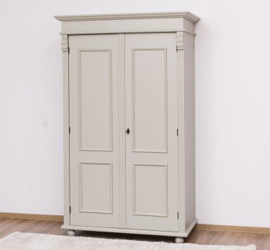 Landhausstil Kleiderschrank Hellgrau 110x180x58 cm Kiefernholz massiv