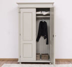 Landhausstil Kleiderschrank Hellgrau 110x180x58 cm Kiefernholz massiv