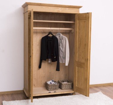 Schrank Kleiderschrank 110x180x58 cm Landhaus Natur Kiefernholz massiv