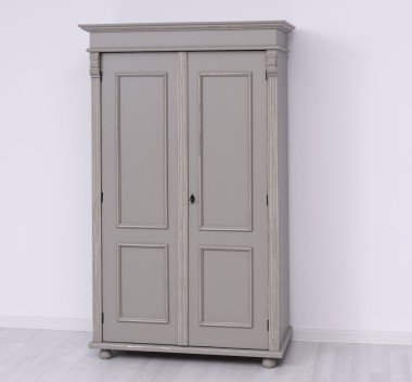 Landhaus Schrank Kleiderschrank Anthrazit Grau 110x180x58 cm Kiefernholz massiv