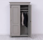 Landhaus Schrank Kleiderschrank Anthrazit Grau 110x180x58 cm Kiefernholz massiv