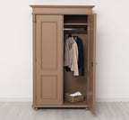 Landhaus Schrank Kleiderschrank Braun 110x180x58 cm Kiefernholz massiv
