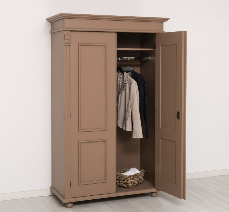 Landhaus Schrank Kleiderschrank Braun 110x180x58 cm Kiefernholz massiv