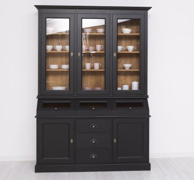 Landhaus Büffet Schwarz 164x226x50 cm  Kiefernholz massiv