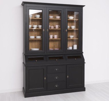 Landhaus Büffet Schwarz 164x226x50 cm  Kiefernholz massiv