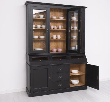 Landhaus Büffet Schwarz 164x226x50 cm  Kiefernholz massiv