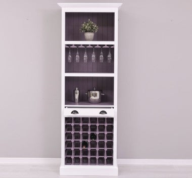 Landhaus Bar Weinregal Weiß Kiefernholz Massiv 78x210x41 cm