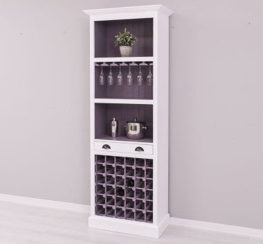 Landhaus Bar Weinregal Weiß Kiefernholz Massiv 78x210x41 cm