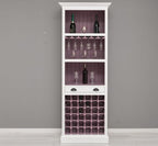 Landhausmöbel Bar Weinregal Weiß Kiefernholz Massiv 78x210x41 cm