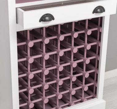 Landhausmöbel Bar Weinregal Weiß Kiefernholz Massiv 78x210x41 cm