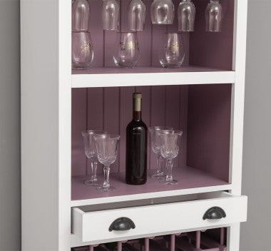 Landhausmöbel Bar Weinregal Weiß Kiefernholz Massiv 78x210x41 cm