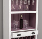 Landhausmöbel Bar Weinregal Weiß Kiefernholz Massiv 78x210x41 cm