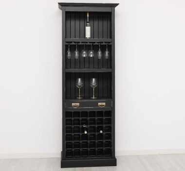 Landhaus Regal Schwarz Kiefernholz Massiv 78x210x41 cm