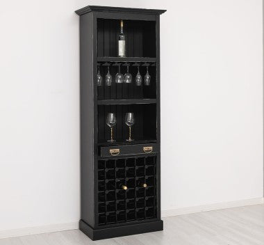 Landhaus Regal Schwarz Kiefernholz Massiv 78x210x41 cm