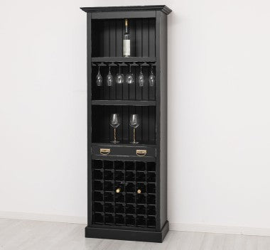 Landhaus Regal Schwarz Kiefernholz Massiv 78x210x41 cm