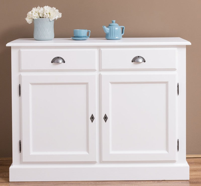 Sideboard Weiß Landhausmöbel Kiefernholz Massiv 120x90x45 cm